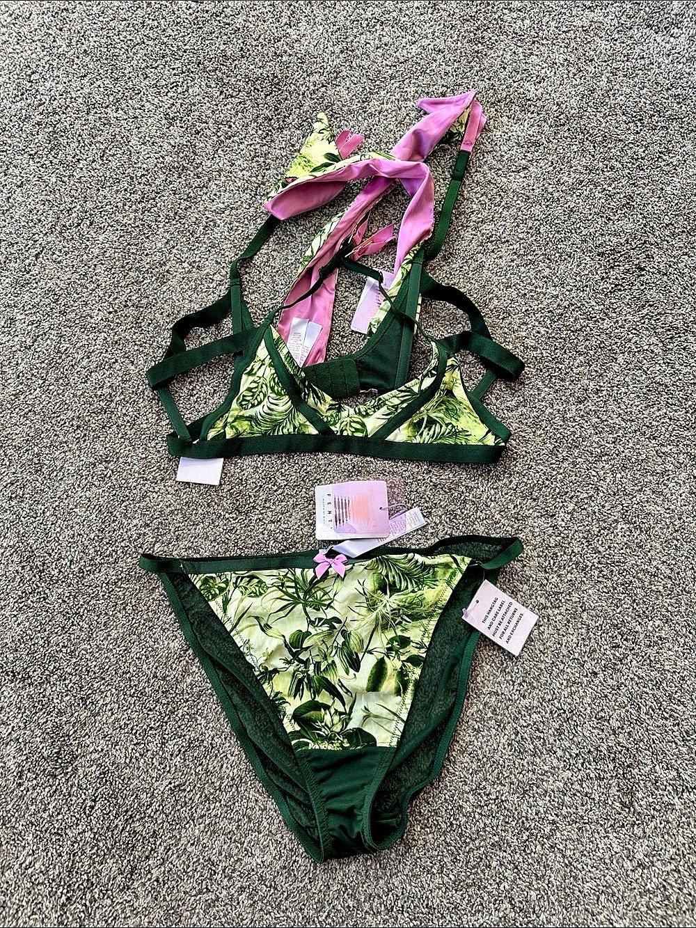Savage X Fenty Lingerie by Rihanna Foliage Green & Pink Lingerie NWT 1X